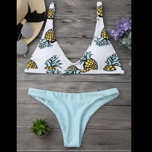 Zaful high cut pineapple print bikini set